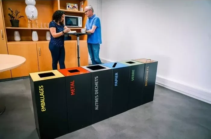 poubelle tri selectif design teraflex gris manganese