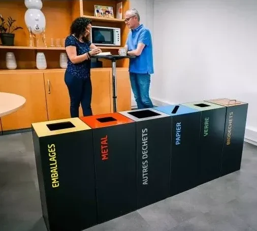 poubelle tri selectif design teraflex gris manganese